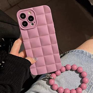 Imagem de Pulseira com miçangas de treliça fofa capa para telefone com corrente para iPhone 14 Pro Max 13 12 11 X XS XR 6 7 8 Plus SE Capa, rosa, para iphone XR