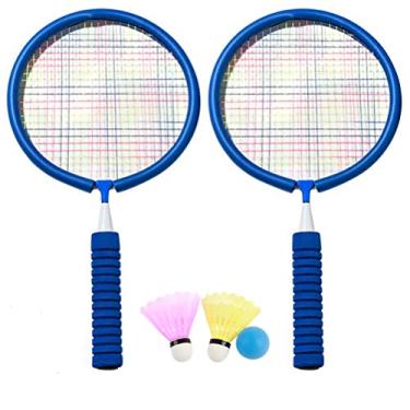 Imagem de Conjunto de Badminton Conjunto de Raquetes de Badminton Badminton Jtlb Portátil Raquetes de Badminton Com 2 Petecas e Bolsa de Transporte para Crianças (azul)