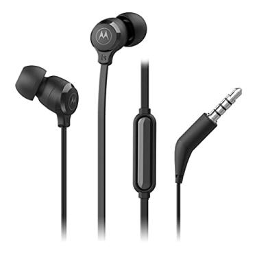 Imagem de Fones de ouvido Motorola Earbuds 3-S com fio com microfone - Fones de ouvido intra-auriculares com cordão, fones de ouvido de silicone leves confortáveis, cabo plano não embaraça, drivers de 9,4 mm som de graves transparentes - preto