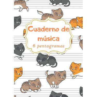Imagem de Cuaderno de música 6 pentagramas para niños: Libreta para notación musical, papel pautado, 6 pentagramas por página, pentagrama grande, pauta ancha, A4, 110 páginas