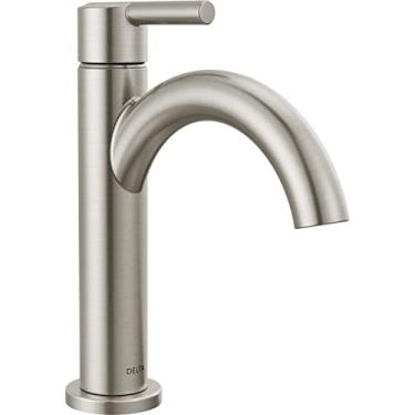 Imagem de Delta Faucet Nicoli Torneira de banheiro de níquel escovado, torneira de pia de banheiro de furo único, torneira de banheiro de alça única, conjunto de drenagem pop-up, inoxidável 15749LF-SS