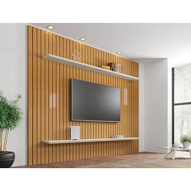 Imagem de Painel Ripado Para Tv até 65 Polegadas 2 Prateleiras Roma Cinamomo/off White