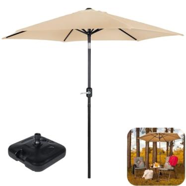 Imagem de Ombrelone Alumínio 2,4 Metros Com Manivela Sombreiro Piscina Jardim Com Base Plástica Preta - Mor - Bege
