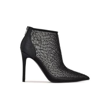 Imagem de Nine West Botas femininas de salto agulha no tornozelo por enquanto, Malha preta, 39