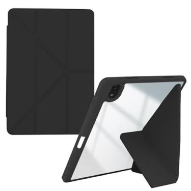 Imagem de Capa de tablet compatível com OPPO Pad Air 10.3 2022 Smart Tablet Cover Case, capa protetora fina Folio Shell, capa de couro TPU de visualização em vários ângulos, hibernar/despertar automático (cor: preto)