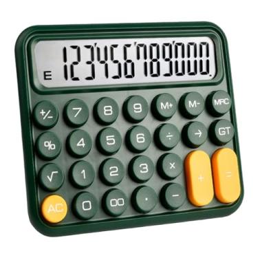 Imagem de Calculadora rosa, calculadora fofa em cores doces, calculadora mecânica inspirada em máquina de escrever com tela LCD grande e de 12 dígitos, calculadora de botão grande, calculadora de mesa Verde