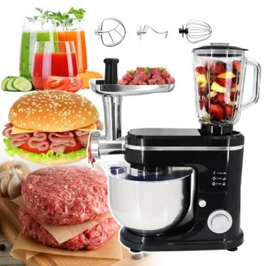 Imagem de OHaGiN Batedeira de Pé Multifuncional de Cozinha, 6L, 7 Velocidades, Aço Inoxidável, Preta