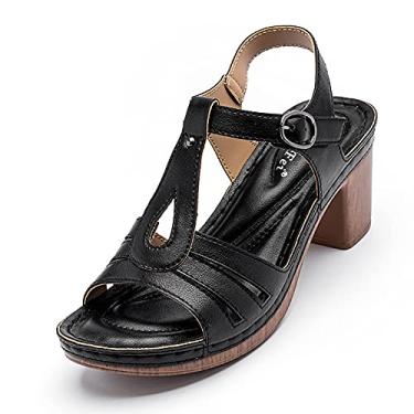 Imagem de Sandálias de salto em cunha NICETOW Sandálias esportivas de conforto feminino Alça de tornozelo Casual Comfort Medium Slip no verão Sapatos de uso diário para interior e exterior Rosa, Bege,