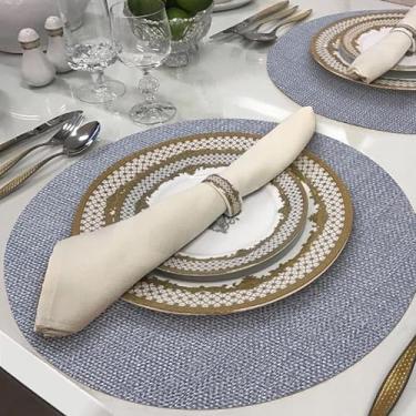 Imagem de 6 Jogo Americano Redondo Napoli Cinza Impermeável Pvc