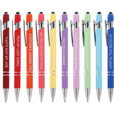 Imagem de 10 peças de canetas engraçadas dos sete dias da semana que descrevem a mentalidade, conjunto de canetas esferográficas divertidas para uso diário, conjunto de canetas com glitter vibradores de dia da semana (10 peças estilo 2)