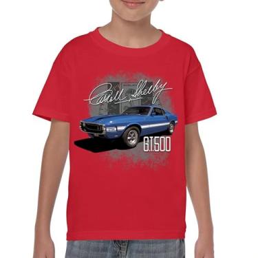 Imagem de Camiseta juvenil Cobra Shelby azul vintage GT500 American Racing Mustang Muscle Car Performance Powered by Ford Kids, Vermelho, G