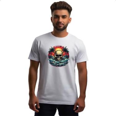 Imagem de Camiseta Unissex Skull Sea Arte Sunset - Alearts