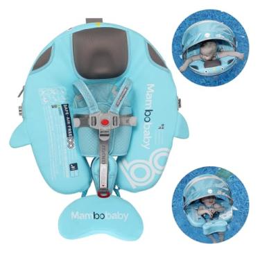 Imagem de Luckclubtojoy Baby Pool Float with UPF50+ 3D Adjustable Canopy, Add Tail Mambobaby Float Non Inflatable Infant Floats for Pool, Cartoon Narwhal Baby Floats (NGreen with Canopy-T05NGCTLUROHML01T05)