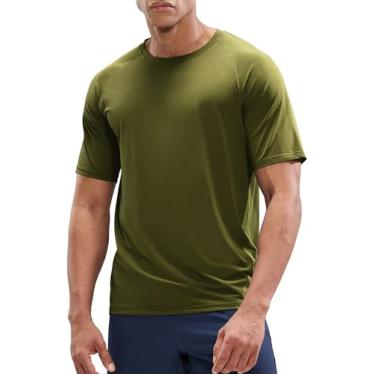 Imagem de MIER Camisetas masculinas de treino dry fit, camiseta atlética, manga curta, gola redonda, academia, poliéster, absorção de umidade, Verde, 3G
