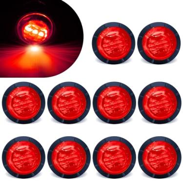 Imagem de STODER Luzes de LED 3/4, luzes de reboque laterais, 12 V com folga redonda frontal e traseira indicadores traseiros à prova d'água para carro, caminhão, ônibus, trailer, caminhão, trailer, caminhão, caminhão, trailer, caminhão, caminhão, trailer, quadriciclo (vermelho)