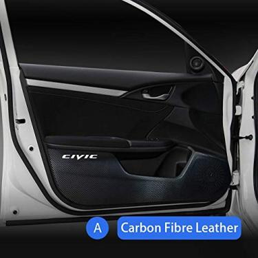 Imagem de Adesivos antichute para porta de carro para Honda CIVIC 10º protetor de fibra de carbono couro sintético (preto)