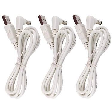 Imagem de Cabo USB para DC DZYDZR – 5 V USB 2.0 Macho para DC 5 V Macho 5,5 mm x 2,1 mm Cabo de alimentação 100 cm, White L type, 3pcs USB-5.5 2.1 L White