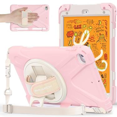 Imagem de BRAECNstock Capa infantil para Apple iPad mini 5/4 7,9 polegadas 2019/2015, proteção à prova de choque com suporte para lápis, suporte giratório e alça de mão, alça de ombro, capa para iPad mini 5ª/4ª