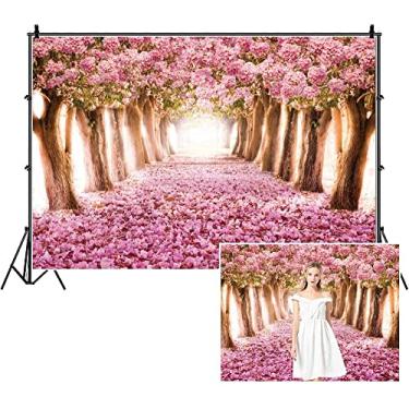 Imagem de Cenário fotográfico do parque de flores de cerejeira, Yeele 3,7 x 2,4 m, primavera, romântico, rosa, flores, árvores, caindo, pétala, túnel, fundo, rosa, caminho, natureza, paisagem, retrato infantil,