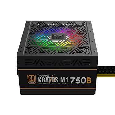 Imagem de ZEUS GAMDIAS Fonte de alimentação RGB Gaming PC 750W 80 Plus Bronze Certificado 750 Watt PSU para computadores com PFC ativo, Kratos M1-750B