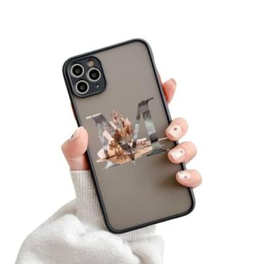 Imagem de Capa de telefone com letra inicial para iPhone X XR XS 13 12 11 14 Pro Max 7 8 Plus SE2 Retro Flower Gold AB 26 letras Capa à prova de choque, M, para iphone14 pro max