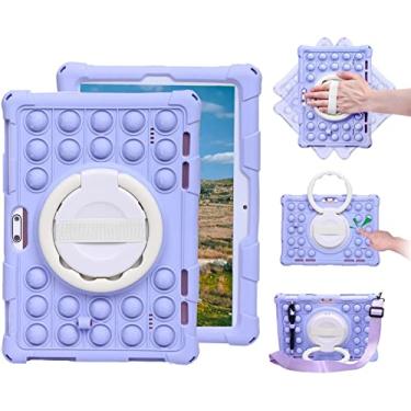 Imagem de Sfulatdc Capa de silicone com alça de apoio/alça de ombro giratória 360 universal para tablet compatível com Dragon Touch Notepad K10/Max10, Pritom M10, Winsing 10 roxo