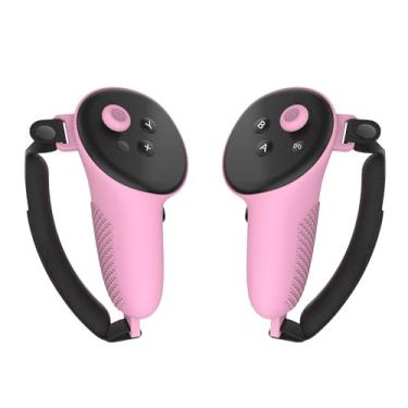 Imagem de Capa protetora de capa de silicone para punhos de controlador Meta Quest 3, 1 par de protetores de controladores de TPU protetor de controladores de sinal esquerdo + direito capa com alça à prova de c