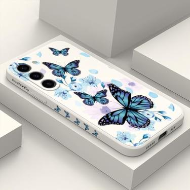 Imagem de LEECG Capa para Samsung Galaxy S23 Plus, capa para Samsung S23 Plus, design de padrão criativo, capa protetora fina de silicone para celular S23 Plus de 6,6 polegadas - borboleta aurora branca