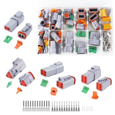 Imagem de Conjunto de 6 kits de conectores Deutsch DT de 282 peças, 2 3 4 6 pinos cinza conector elétrico à prova d'água com contato estampado e plugue de vedação para caminhão, barco, veículos off-road,