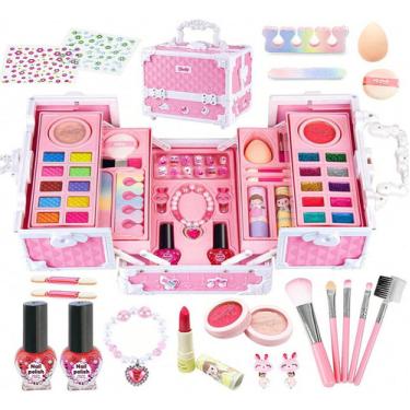 Imagem de Estojo De Maquiagem Completo Para Crianças Com Mala Beauty Sets Real Washable Makeup Kit