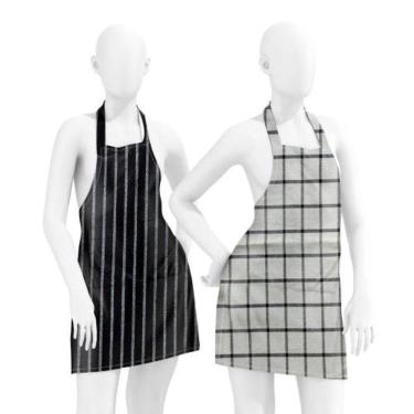 Imagem de Avental Tecido Xadrez Branco/Preto Lista 70X85CM Tuut