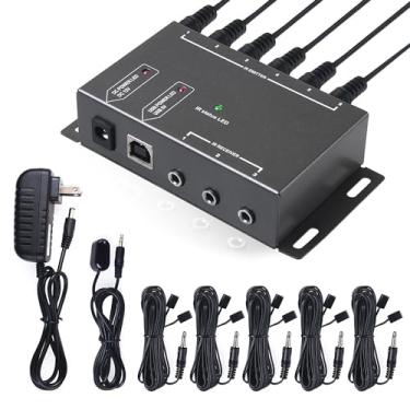 Imagem de Kit de sistema repetidor infravermelho, controle de até 10 dispositivos, extensor remoto infravermelho oculto para decodificador, amplificador, receptor, DVD, AVR, leitor de Blu-ray, mais