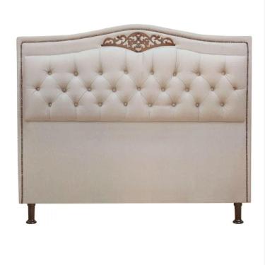 Imagem de Cabeceira Estofada Holanda 1,95 King Size Linho Shop Das Cabeceiras Capuccino