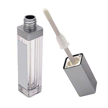 Imagem de Abbraccia Tubo de brilho labial vazio de 7 ml com espelho e luz LED, corpo de tubo transparente deixa você claro para ver o volume restante de cosméticos em recipiente - transparente + prata