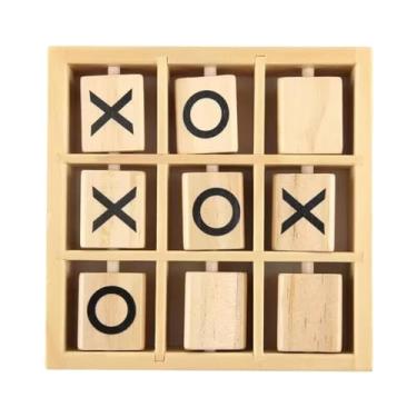 Imagem de Fancyes Tic tac toe jogos de tabuleiro cérebro teaser família jogo de mesa de café para interior ao ar livre adultos presentes quintal, 14.2 cm x 14.2 cm x 3.5 cm
