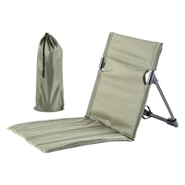 Imagem de shamjina Cadeira de praia com assento traseiro do estádio do apoio, cadeira durável da esteira da praia, almofada dobrável da cadeira da cadeira do assoalho da, tubo de ferro verde