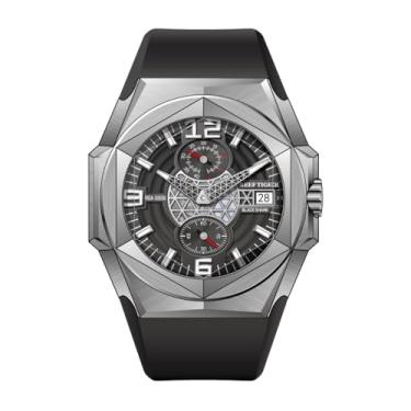 Imagem de REEF TIGER Relógio de pulso automático masculino com calendário hexagonal de luxo Traveler com pulseira de borracha luminosa para homem RGA6903, RGA6906-YBBR, Mecânico