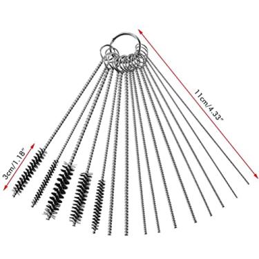 Imagem de Carburadores de Carbono Sujeira Jato Remover Limpador de Aço Inoxidável Agulhas Escovas Kit Ferramenta para Motocicleta Ciclomotor Soldador Carb Limpeza (10 pinos + 5 pincéis)