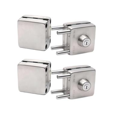 Imagem de Fechadura de porta de vidro de 2 pacotes para porta de vidro de espessura de 10-12mm, trava de porta dupla, fechadura à terra para chuveiro, banheiro, hotel, apartamento, vidro