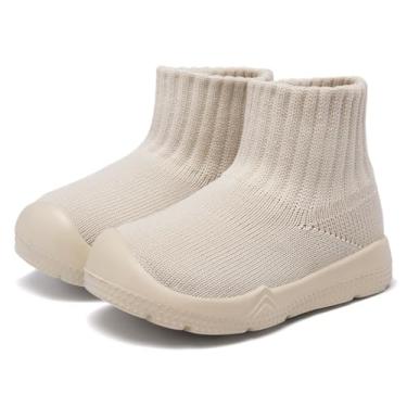 Imagem de MORENDL Pantufas infantis antiderrapantes para meninos e meninas, Branco cremoso., 9-12 meses