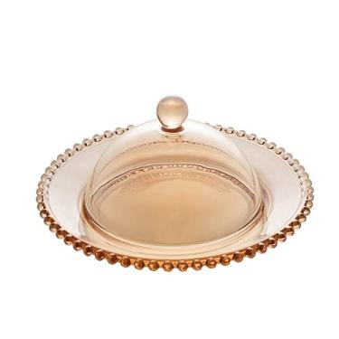 Imagem de WOLFF - Queijeira de Cristal Âmbar Metalizado 20cm x 9cm - Linha Pearl