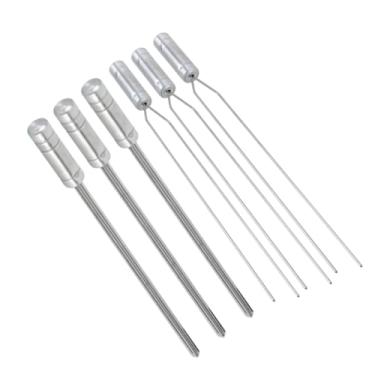 Imagem de Kit 6 Espetos - 3 Duplo Inox e 3 Espada Inox com cabo em Aluminio p/Churrasco.