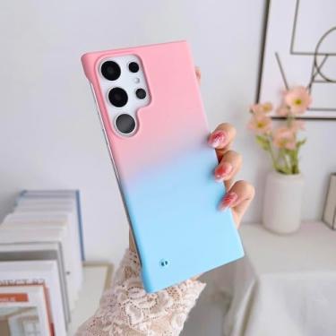 Imagem de Capa ultrafina gradiente colorida fosca para Samsung Galaxy S23 S22 S21 S20 Plus Ultra sem moldura capa de plástico rígido, rosa azul, para SamsungS22 Ultra