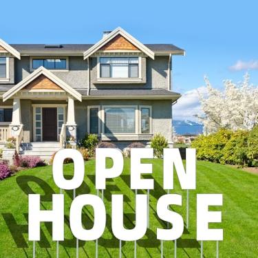 Imagem de 9 placas para casa aberta, 35,5 cm x 33 cm, placa de plástico ondulado branco placas de gramado externo para venda de quintal, venda de garagem, casa aberta, venda de imóveis, à prova de clima (casa