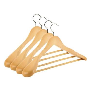 Imagem de Kit 4 Cabides Executivos Madeira Ombreira Blazers Paramount - Paramoun