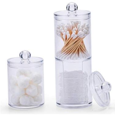 Imagem de Torre Pote Organizador De Cotonete e Algodão ou Maquiagem Cosméticos J