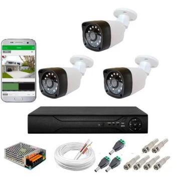 Imagem de Kit Cftv 3 Câmeras Infravermelho Segurança 1mp 20m Dvr Full Hd 4 Ch S/
