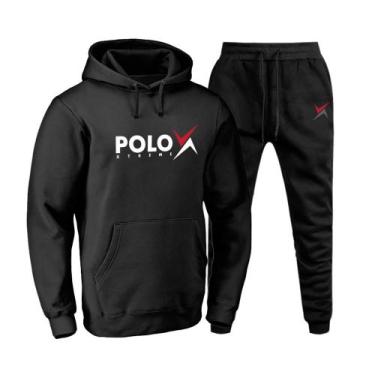 Imagem de Conjunto Moletom Masculino Canguru Confortável Capuz Bolsos - Polo Blu
