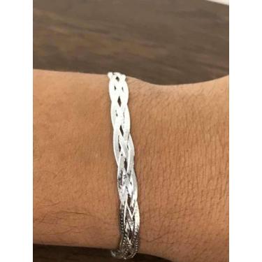 Imagem de Pulseira 4 Fios Transada Prata Legítima 925 - Lojas La&Ny, 18 cm, Prat