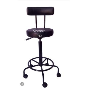 Imagem de Cadeira Mocho Secretaria Podologo L Duplo Base Ferro Rodízio - Sintoni